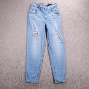 LEVIS Silver Tab Jeans Size 26 MOM Distressed High Rise Light Wash Denim